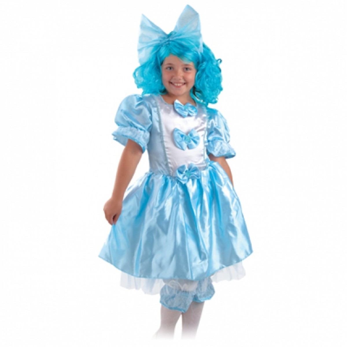 Карнавальный костюм Мальвины, костюм Мальвины с голубым париком, Карнавалия