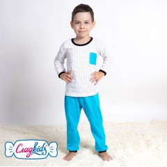 Детская пижама для мальчика, Звездочки, кулир, 100% хлопок, цвет бирюзовый, Сладkids, Россия