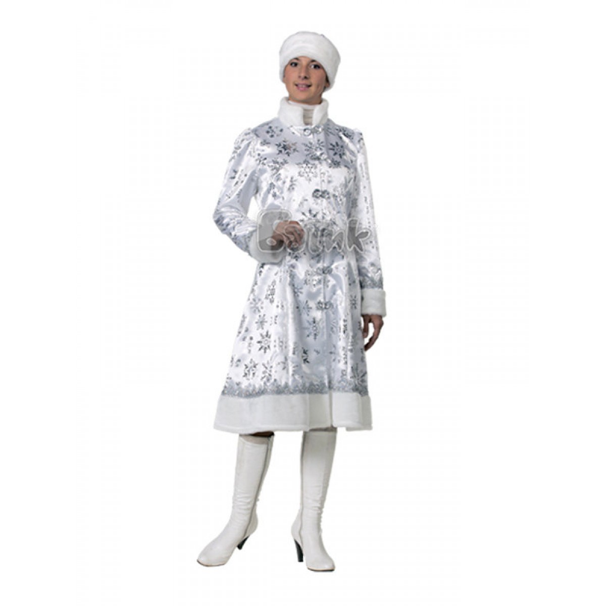 Новогодний костюм Снегурочки для взрослых, белый костюм Снегурочки с серебряными снежинками, Батик